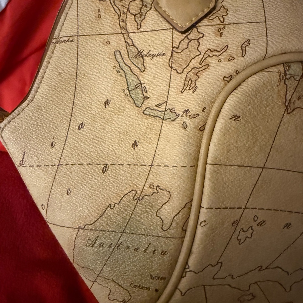 Tan Map Print Clutch - image 2